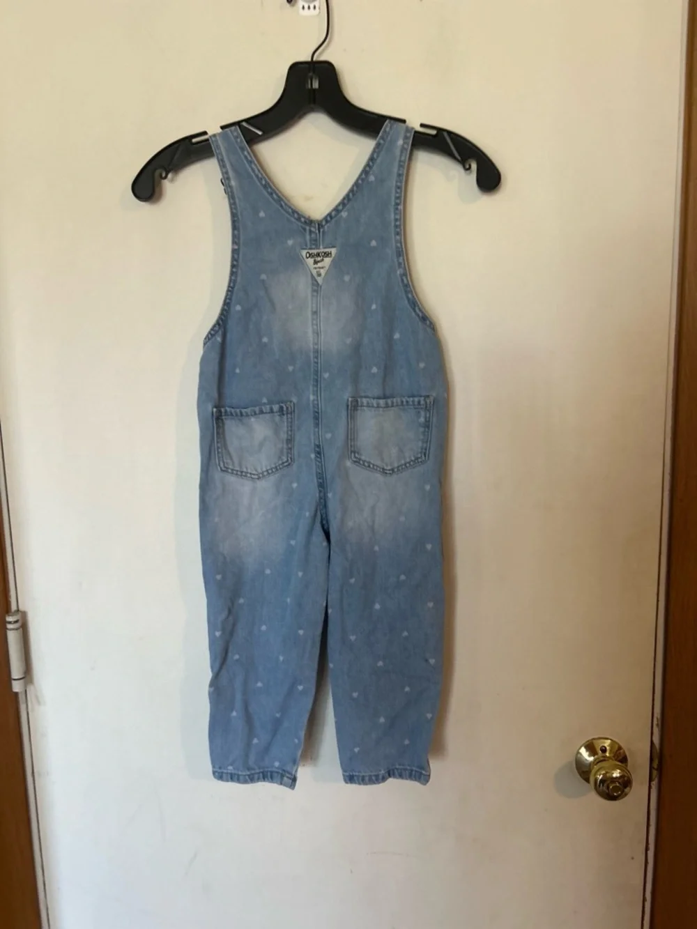 OshKosh B'gosh Light Blue Denim Kids Overalls with Heart Bib 3T